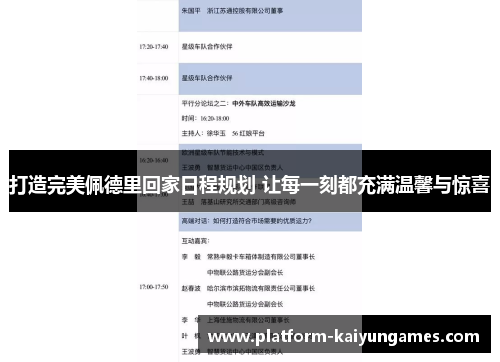 打造完美佩德里回家日程规划 让每一刻都充满温馨与惊喜